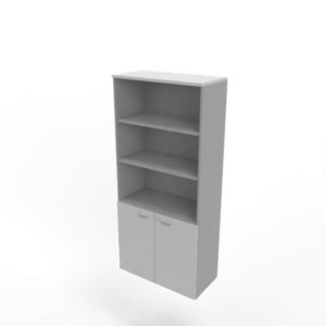 Armadio alto con ante basse grigio scocca argento 90x45xH.200 cm linea Practika Quadrifoglio - ECEB90S-GR-AA-GR