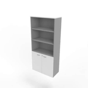 Armadio alto con ante basse grigio scocca bianca 90x45xH.200 cm linea Practika Quadrifoglio - ECEB90S-GR-BA-GR