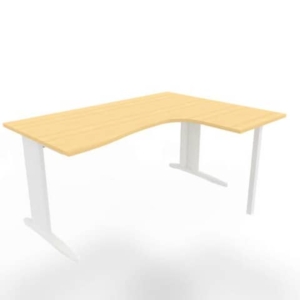 Scrivania penisola destra piano faggio 160x120xH.75 cm gamba a L in acciaio bianco linea Practika P1 ECSMT16D-FA-I