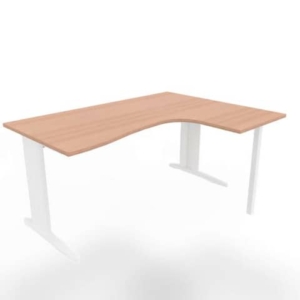 Scrivania penisola destra piano noce canaletto 160x120xH.75 cm gamba a L in acciaio bianco Practika P1 ECSMT16D-NO-I