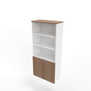 Armadio alto ante basse noce canaletto scocca bianca 90x45xH.200 cm linea Practika Quadrifoglio - ECEB90S-NO-BA-NO