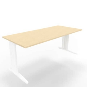 Scrivania piano rovere 180x80xH.75 cm gamba a L in acciaio bianco linea Practika P1 Quadrifoglio - ECSMT180-RK-I