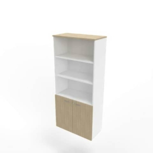 Armadio alto con ante basse rovere scocca bianca 90x45xH.200 cm linea Practika Quadrifoglio - ECEB90S-RK-BA-RK