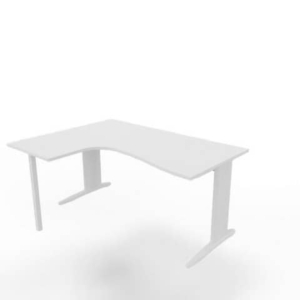 Scrivania penisola sinistra piano bianco 160x120xH.75 cm gamba a L in acciaio bianco linea Practika P1 ECSMT16S-BA-I