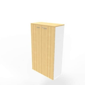 Armadio medio con ante battenti faggio scocca bianca 90x45xH.160 cm linea Practika Quadrifoglio - ECEL90L-FA-BA-FA