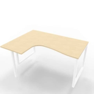Scrivania penisola sinistra piano rovere 160x120xH.75 cm gamba ad anello acciaio bianco Practika P2 - ECSAT16S-RK-I