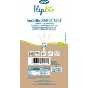 Forchette in PLA BIO 3,5 g - 160 mm IlipBio bianche - conf. 25 pezzi - 81081