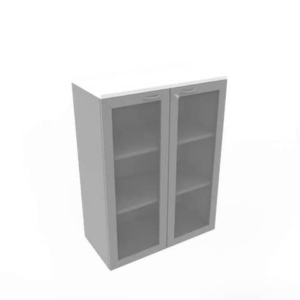 Armadio medio ante vetro telaio MDF, top bianco scocca trama antracite 90x45xH.123,2 cm - ECEM90T-BA-TA-V3