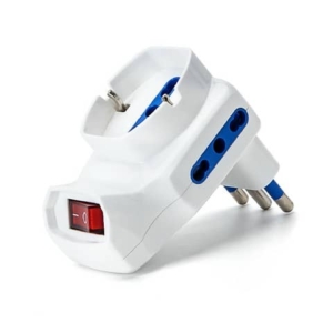 Adattatore a 3 vie - 2 P17/11 & 1 P40 (short) - con interruttore - bianco Aigostar 16A - 198527