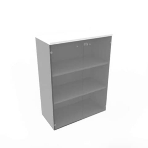 Armadio medio con ante vetro fumè, top bianco scocca trama antracite 90x45xH.123,2 cm - ECEM90V-BA-TA-GE