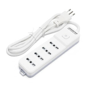 Multipresa bassa a 4 vie P17/P11 con interruttore 16A - cavo 1,5 m Aigostar bianco e grigio - 281489