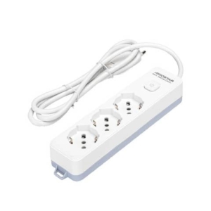 Multipresa con interruttore 16A - cavo 1,5 m - bianco e grigio Aigostar a 3 vie P40 - 281724