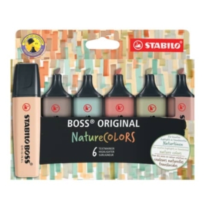 Evidenziatore Stabilo Boss Nature Colors - colori assortiti - conf. da 6 pezzi - 70/6-2-2
