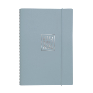 Agenda settimanale Biembi 2026 grigio spiralata con copertina in cuoio rigenerato 15x21 cm - BNZ265C69-G