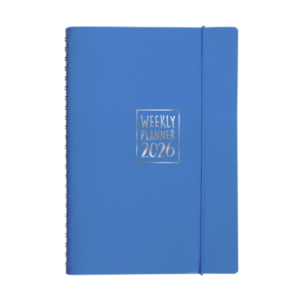 Agenda settimanale Biembi 2026 azzurro spiralata con copertina in cuoio rigenerato 9x14 cm - BNZ265C70-A