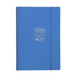 Agenda giornaliera Biembi 2026 azzurro spiralata con copertina in cuoio rigenerato 15x21cm - BNZ265C72-A