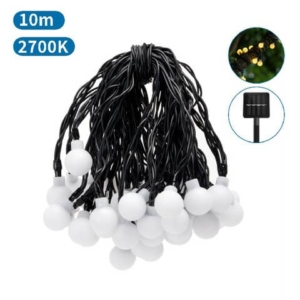 Catena luminosa LED da esterno Aigostar con pannello solare 50 lampadine LED a sfera opache luce calda 12 m - B10202H8V
