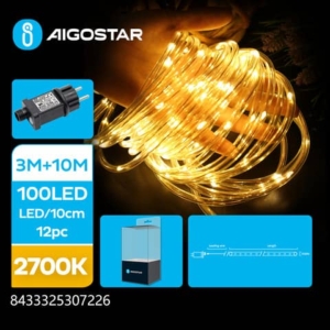Catena luminosa tubolare per interni ed esterni a basso voltaggio Aigostar luce calda 2700K 10 m 100 led - 307226