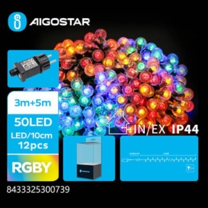 Catena luminosa a sfera per interni ed esterni a basso voltaggio Aigostar multicolore 50 led 5 m - 300739