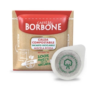 Caffè in cialda compostabile ESE 44 mm qualità Rossa Caffe Borbone - conf. da 100 pz - 44BRED100N
