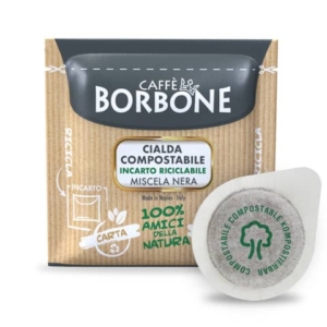Caffè in cialda compostabile ESE 44 mm qualità Nera Caffe Borbone - conf. da 100 pz - 44BNERA100N