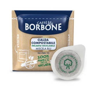 Caffè in cialda compostabile ESE 44 mm qualità Blu Caffe Borbone - conf. da 100 pz - 44BBLU100N