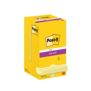 Foglietti riposizionabili Super Sticky Notes Post-it® Giallo Canary - 76x76 mm 12 blocchetti da 90 ff - 654-12SS-CY