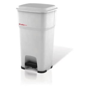 Cestino gettacarte Rotho Hera 85 L con pedale e coperchio bianco - F800070