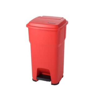 Cestino gettacarte Rotho Hera 60 L con pedale e coperchio rosso - F800062