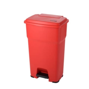 Cestino gettacarte Rotho Hera 85 L con pedale e coperchio rosso - F800072