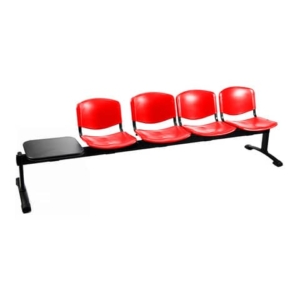 Panca 4 posti attesa Unisit Dado D5P4PT con tavolino - PPL rosso D5P4PT/RO
