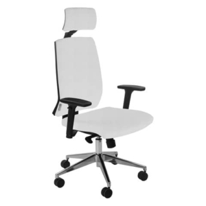 Sedia operativa girevole Unisit Larissa LR1SB con poggiatesta - rivestimento pelle bianco - LR1SB/PQ