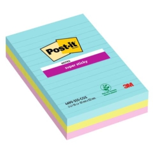 Foglietti Post-it® Super Sticky XXL Cosmic a righe assortiti conf. 3 blocchetti da 90 ff - 4690-SS3 COS