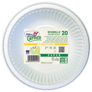Scodelle Dopla Green carta fibra vergine 380 ml - Ø 190 mm bianco - conf. 20 pz - 8158