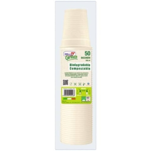 Bicchieri biodegradabili e compostabili Dopla Green avorio 200 ml - conf. 50 pz - 48026