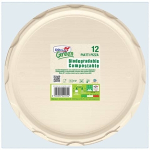 Piatti pizza biodegradabili e compostabili Dopla Green avorio Ø 320 mm - conf. 12 pz - 11798