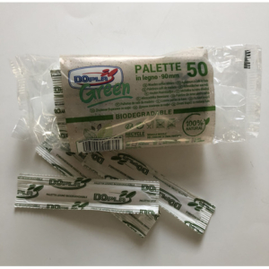 Palette da caffè Dopla Green in legno avana 90 mm - imbustate singolarmente - conf. 50 pz - 5047