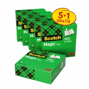 Nastro adesivo Scotch® Magic? trasparente opaco 19 mm x 33 m Promo Pack 5+1 GRATIS - 7100054673