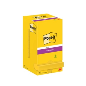 Foglietti riposizionabili Super Sticky Notes Post-it® giallo oro - 76x76 mm 12 blocchetti da 90 ff - 654-S