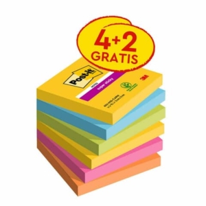 Foglietti Post-it® Super Sticky Carnival 76x 76 mm conf. 4 blocchetti + 2 gratis da 90 ff - 7100259230