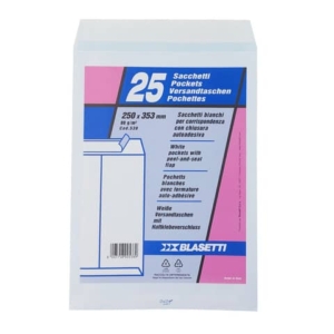 Busta a sacco Blasetti Self bianco - 80 g/m² - in conf. 25 buste - 250x353 mm 538