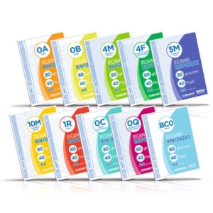 Ricambi rinforzati in PVC Blasetti per quaderni ad anelli A4 - 100 g/m2 - 40 ff 0 mm - 5443