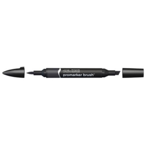 Pennarelli Winsor&Newton Promarker Brush doppia punta scalpello-pennello - black XB - 0204030