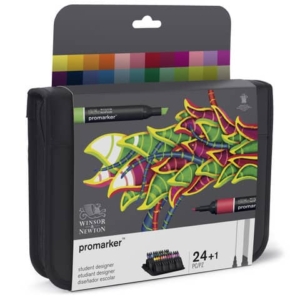 Pennarelli Winsor&Newton Promarker doppia punta fine-larga - 24 colori assortiti - 0290030