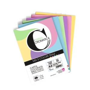 Carta colorata Deco Cromatica colori tenui formato A3 250 ff - 5 colori assortiti 80 gr - 12298/250