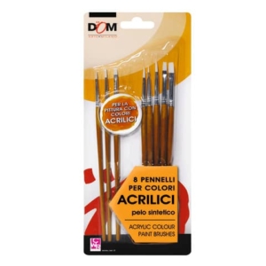 Pennello in pelo sintetico DOM - conf. 8 pezzi - per colori acrilici 11649