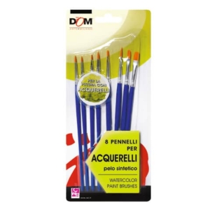 Pennello in pelo sintetico DOM - conf. 8 pezzi - per acquerello 11651