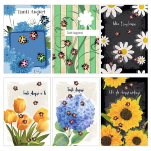 Biglietti augurali Biembi Compleanno 12x18 cm conf. 6 pezzi assortiti - coccinelle - BXBDKTC06