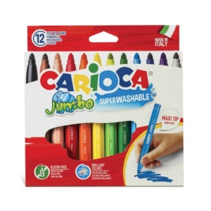Pennarelli superlavabili Carioca Jumbo - conf. da 12 colori assortiti - 40569