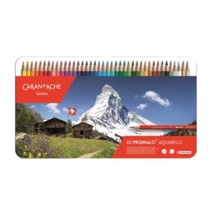 Matite colorate acquerellabili Carand'Ache Prismalo scatola di metallo 80 colori assortiti - 999380